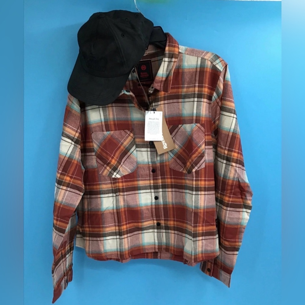 NWT Women’s Royal Enfield Plaid Flannel Shirt 3XL + Shotgun Hat Bundle